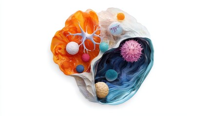 Poster - Photorealistic Rendering of Human Cell with Intricate Structures and Colorful Microorganisms for Scientific Visualization