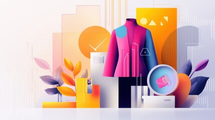 Poster - Colorful Abstract Geometric Shapes for Modern Website UI Digital Product Packaging or Brand Marketing