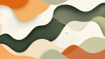 Poster - Abstract Artwork Featuring Irregular Flowing Shapes in Earthy Tones for Creative Design Projects
