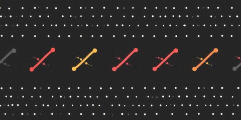 Poster - Abstract pattern with colored lines and white dots on dark background in a seamless design