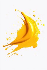 Poster - Dynamic yellow paint splash on white background creating abstract art with fluid motion