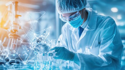 Poster - Focused Scientist Conducting Vital Medical Research in Laboratory Setting
