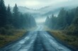 © Katerina - Misty road winding through a tranquil forest landscape in early morning light