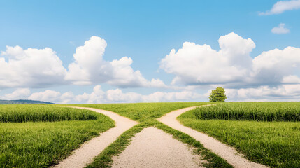 a symbolic crossroads where one path leads to a brighter career future and the other fades into unce