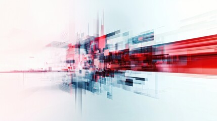 Poster - Blurred Motion and Vibrant Technology   Futuristic Cityscape with Dynamic Shapes and Energetic Urban Landscape