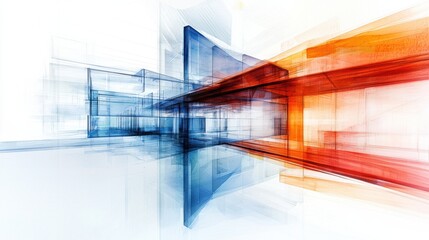 Poster - Futuristic Architectural Composition with Dynamic Glass and Steel Structures
