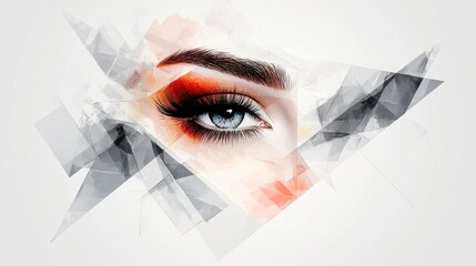 Poster - Captivating Geometric Eye Makeup Digital Artwork with Bold Colors and Stylish Patterns