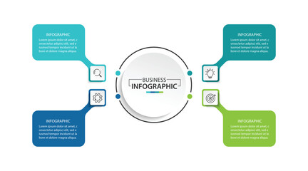 Wall Mural - infographic template with icons and 4 options or steps. diagram, vector illustration
