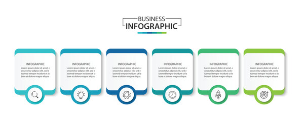 Wall Mural - vector infographic label design template with icons and 6 options or steps
