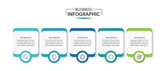 Wall Mural - vector infographic label design template with icons and 5 options or steps