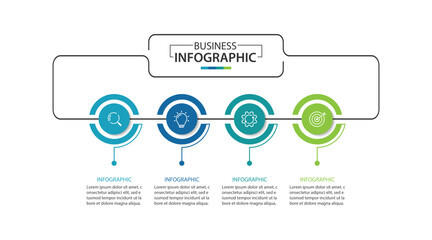 Wall Mural - business infographic template. 4 step timeline journey. process diagram, infographic elements vector