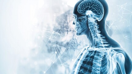 Poster - Futuristic Digital X Ray Scan of the Human Brain Revealing Anatomical Structures and Neural Connections