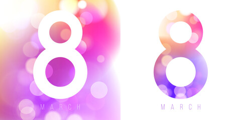 Poster - march 8. set of festive templates for international women's day holiday. bokeh lights. bright blurre
