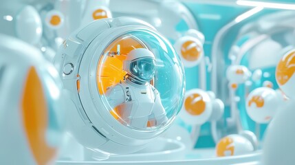 Poster - Futuristic Science Lab Equipment with Glowing Transparent Liquids and Molecules for Medical Research and Innovation