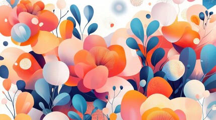 Poster - Vibrant Floral Abstraction with Energetic Digital