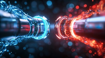 Poster - Futuristic Glowing Vortex of Cosmic Plasma Energy and Electricity Flow in Abstract Neon Space