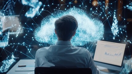 Poster - futuristic digital technology network intelligence concept visualization