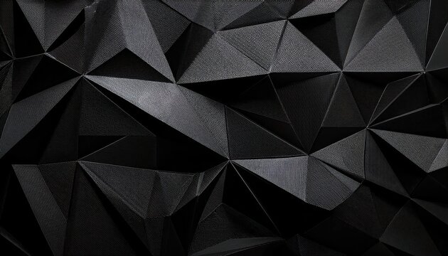 Striking Low Poly Black Textured Background Rendering An Abstract Tribute to Geometric Minimalism in a Monochromatic Palette, Ideal for Digital Art, Graphic Design, or Web Development Projects
