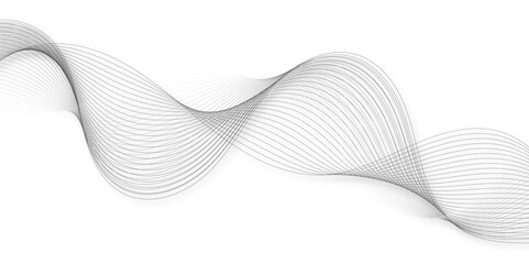 Aufkleber - Abstract grey, white smooth element swoosh speed wave modern stream background. Wave with lines created using blend tool. Abstract frequency sound wave lines and twisted curve lines background.	