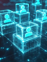 Poster - blocks with people icons in a human resource management concept generative ai