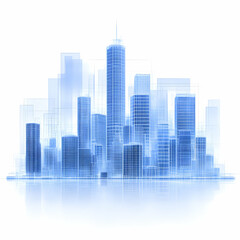 Wall Mural - Blueprint Cityscape 3D Illustration