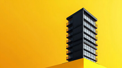 Poster - Minimalist high rise apartment against bright yellow background