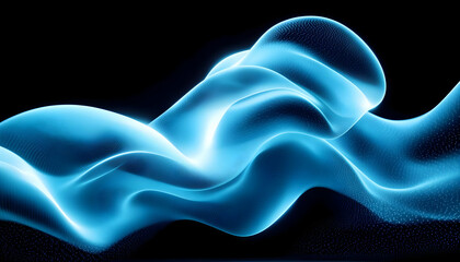 Poster - Abstract blue waves creating a mesmerizing visual effect on a black background, ideal for modern design projects.