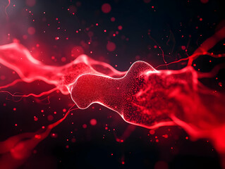 Poster - Abstract representation of flowing red liquid, showcasing movement and energy in a vivid, dynamic composition.