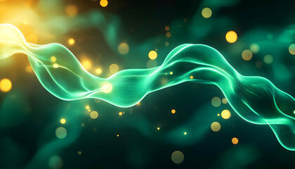 Poster - Abstract wave design with glowing elements, ideal for digital art, presentations, or backgrounds.