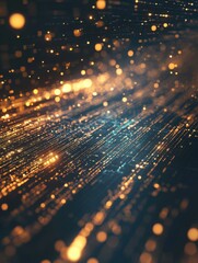 Poster - Abstract data transmission visualization. Big data code representation. Glittering dust of lights. Graphic concept for your design