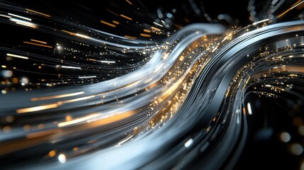 Poster - Mesmerizing Abstract Motion of Luminous Energy Streams and Glowing Trails in Dynamic Futuristic Digital