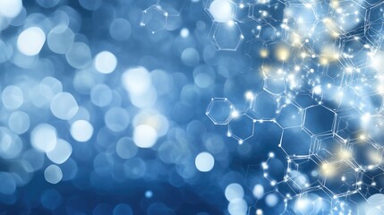 Fototapete - Abstract futuristic design with glowing hexagons and connections on a dark blue background, ideal for tech concepts and wallpapers