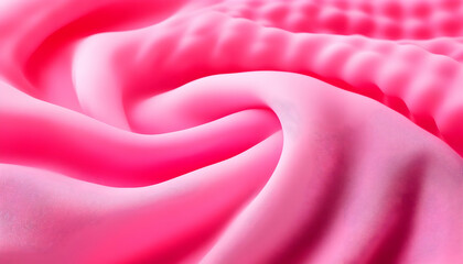 Poster - A vivid and smooth swirl of pink fabric, showcasing texture and depth for creative design applications.