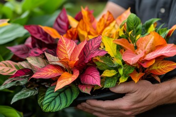 Poster - A gardener arranging colorful plants in a pattern, showing the creative and applicable use of design in landscaping