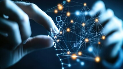 Poster - Interconnected digital network showcasing global business and financial data analytics and strategy concepts