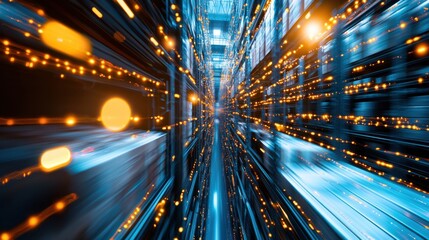 Poster - Dynamic Digital Data Flowing Through Futuristic Technology Network