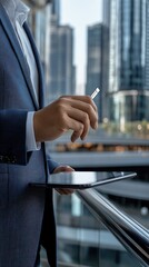 Poster - Hand touches a glowing checkmark icon on a tablet screen while engaging in an online class or work-from-home activity