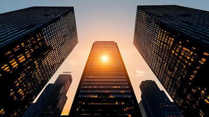 Wall Mural - Golden Hour Skyscrapers