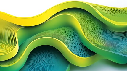 Abstract Green Yellow Wave Pattern Design