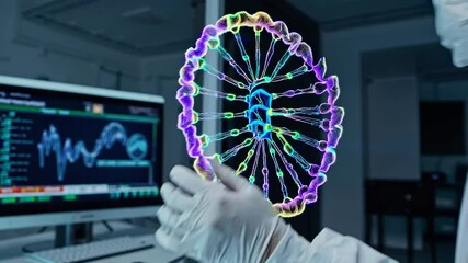 Leinwandbilder - Lab technician conducts research on advanced imaging technology in a modern laboratory setting