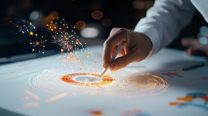 Poster - glowing sparks of innovative technology igniting digital progress