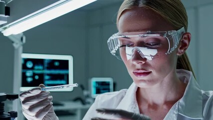 Poster - Lab technician conducts precise analysis in high-tech research facility during daytime hours