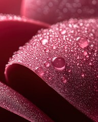 Poster - Pink surface with water drops and glitter effect close up abstract macro photography