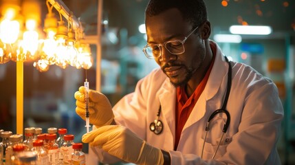 Poster - Dedicated Medical Professional Conducting Scientific Experiment in Laboratory