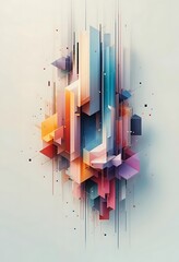 Poster - Abstract Colorful Geometric Structure Design