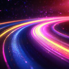 Poster - Abstract light trails with vibrant colors and bokeh effect on a dark background