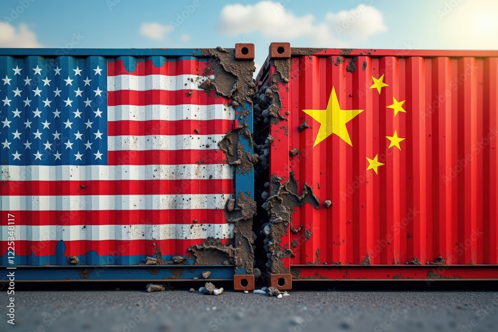 Artistic Representation of U.S. and China Trade Tensions Illustrated ...
