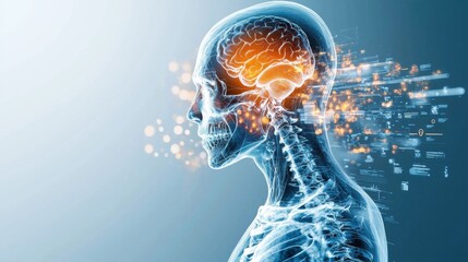 Poster - Digital X Ray Brain Anatomy and Neuroscience Technology Concept