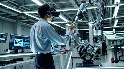 Leinwandbilder - Advanced robotics and virtual reality training at a high-tech research facility in 2023