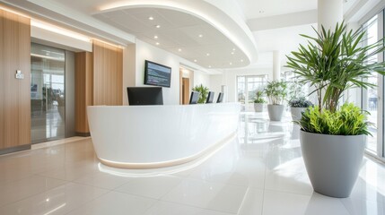 Poster - Modern and Bright Corporate Office Lobby with Minimalist Interior Design